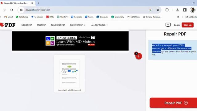 How to Repair Corrupted or Damaged PDF File? | PDF Corrupted File Repair| Learn with MD Mohsin