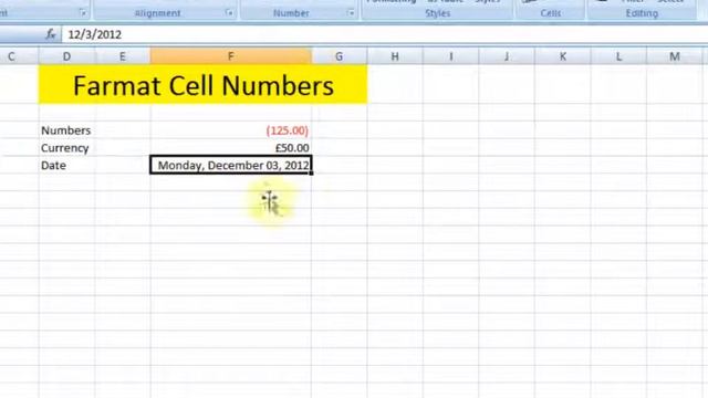 Lesson 15 Number Cell Formating Microsoft Office Excel 2007 2010 Free Educational Video Training Tu