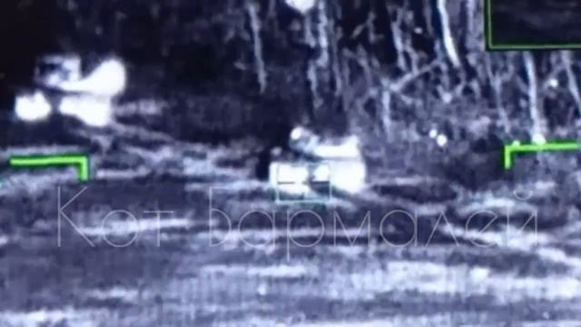 Кадры поражения свиновозки CV-90 ударом ПТРК Вихрь Ка-52 в движении