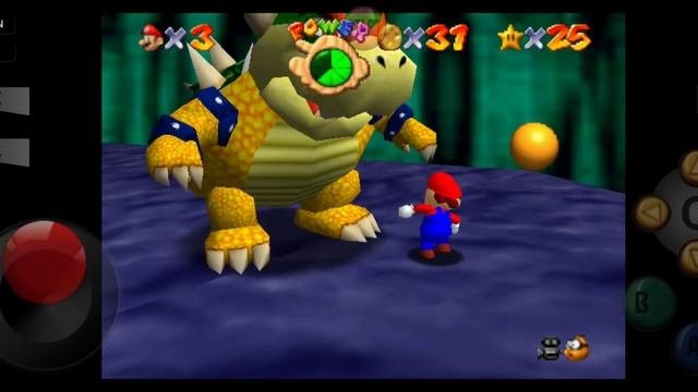 сражение с боузеров в игре Super Mario 64 я умираю специально
