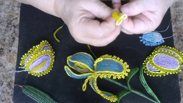 Махровый ирис.  Мастер - класс.  Бисероплетение.