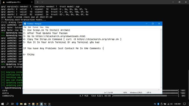 Arch Linux In WSL Windows With BlackArch Tools Like Pro  | 2022