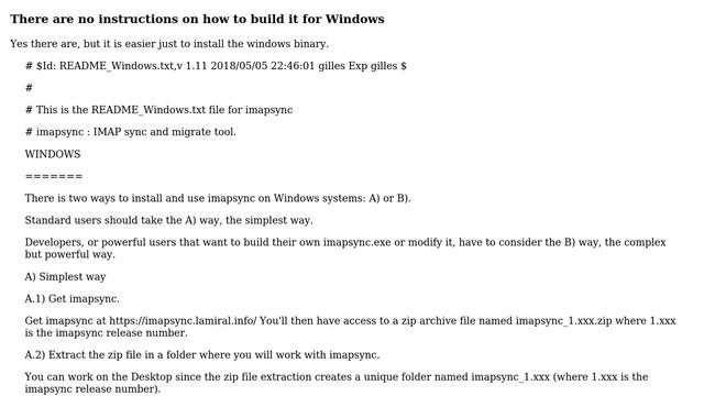 How to build imapsync for windows?