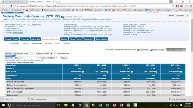 How to download Financial Statements from Mergent Online