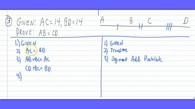 Honors Geometry 2.7 Proofs about Segments