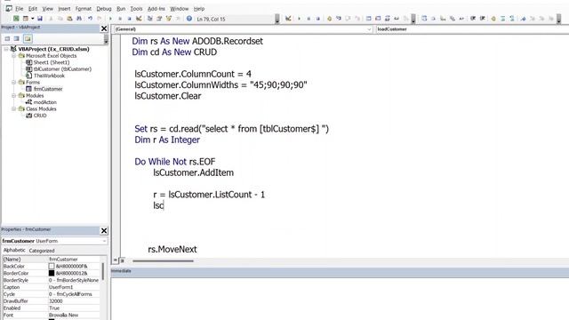 [EP2] การแสดงข้อมูลลงใน listbox ด้วย function execel vba class module CRUD