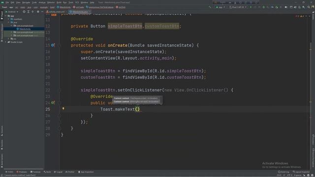 Android Bangla Tutorial 19: Simple Toast Message | Java | App development