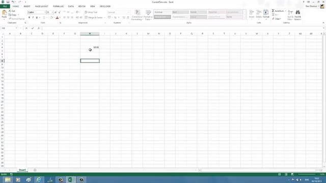 Insert current time in Excel 2013