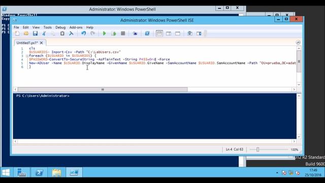 Creación de usuarios, utilizando PowerShell, a partir de un archivo .csv