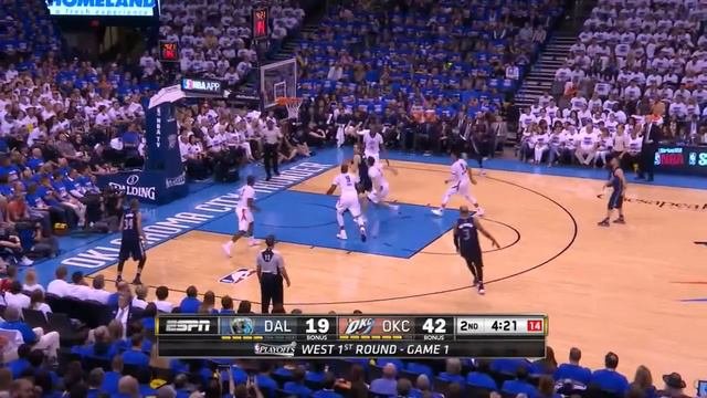 NBA playoff 2016 Thunder vs. Mavericks Round 1 Game 1 Move 13 Jose Juan Barea assist