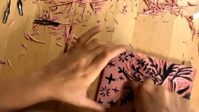 Linoleum Carving & Block Printing Time lapse
