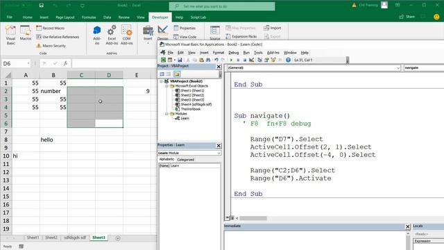 Excel VBA - Debug, Step Through Code Line by Line , Activate, Offset Ranges, Cells - Part 2