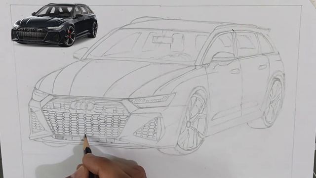 Car Design Sketch  Audi RS6  How to sketch and draw audi car  Drawing audi step by step