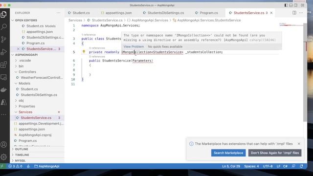 ASP.NET 6.0 Web API and Mongo DB