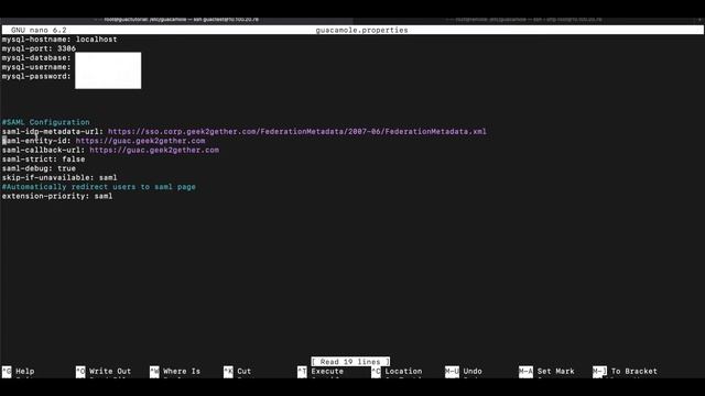 SAML Authentication Guacamole configuration