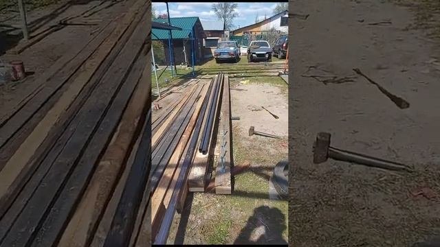 НАВЕС ВО ДВОРЕ ИЗ ПРОФИЛЬНЫХ ТРУБ 60х40
