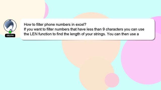 How to filter phone numbers in excel?