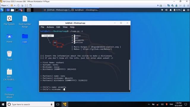 #Train_Your_Brain Create wordlist from cupp To sniff wifi password #cupp #kali_linux