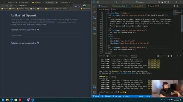 30 MENIT MEMBUAT WEBSITE AI! menggunakan React Integrasi OpenAI API, Tailwind dan DaisyUI