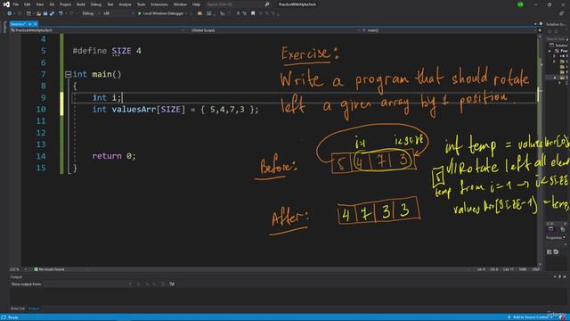 22.12. A Program to Rotate Left a given array by 1 positions - Solution