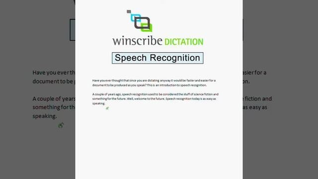 Winscribe Speech Recognition WSR
