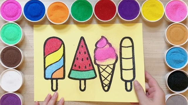 Sand Painting Ice cream and Popsicle❤️How to draw and Coloring