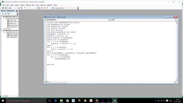 How to extract reactions from STAAD Pro in excel using OpenSTAAD