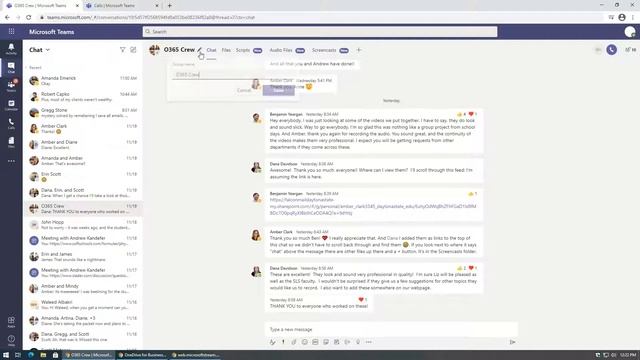 O365 Teams Chats File Sharing