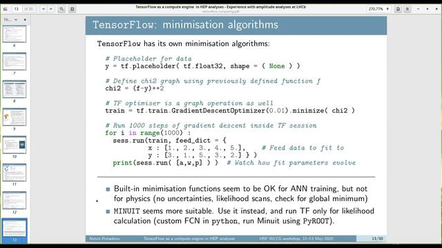 HSF-WLCG May 2020 Workshop - Tensorflow as a Compute Engine