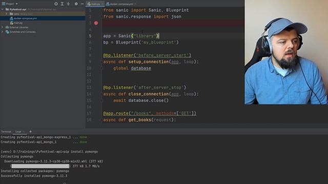 Próbuję tego po raz pierwszy.. :) Rest API, Async, Docker, MongoDB i Pyfestival