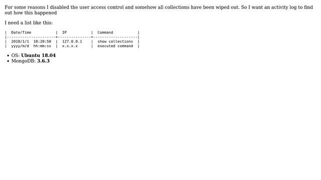 Is It Possible To Retrieve A History Of The Remote Connections To The MongoDB Including The IP...