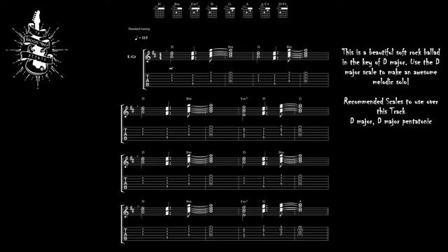 D Major Beginner Fool Soft Rock Ballad Backing Track Jam 115 BPM