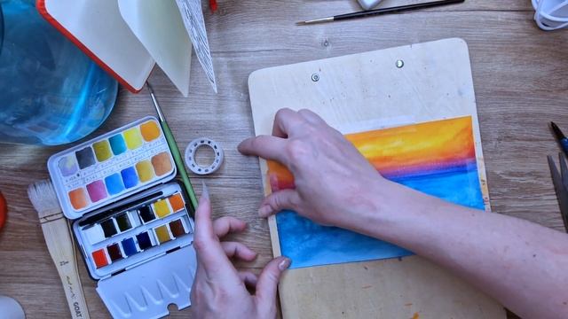 Уроки рисования. Как нарисовать простой горный пейзаж. Landscape. How to draw
