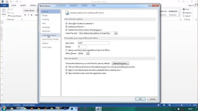 How to enable shortcut key to any command in Microsoft Word 2013
