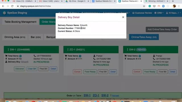 Online Integration : SpeQue Restaurant POS System
