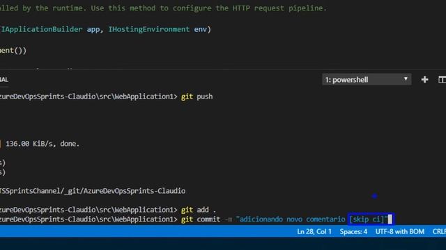 #azuredevopssprints 148 - Ignorar integração contínua (CI) para um commit