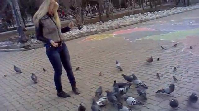 Crystal...певица!)кормит голубей)