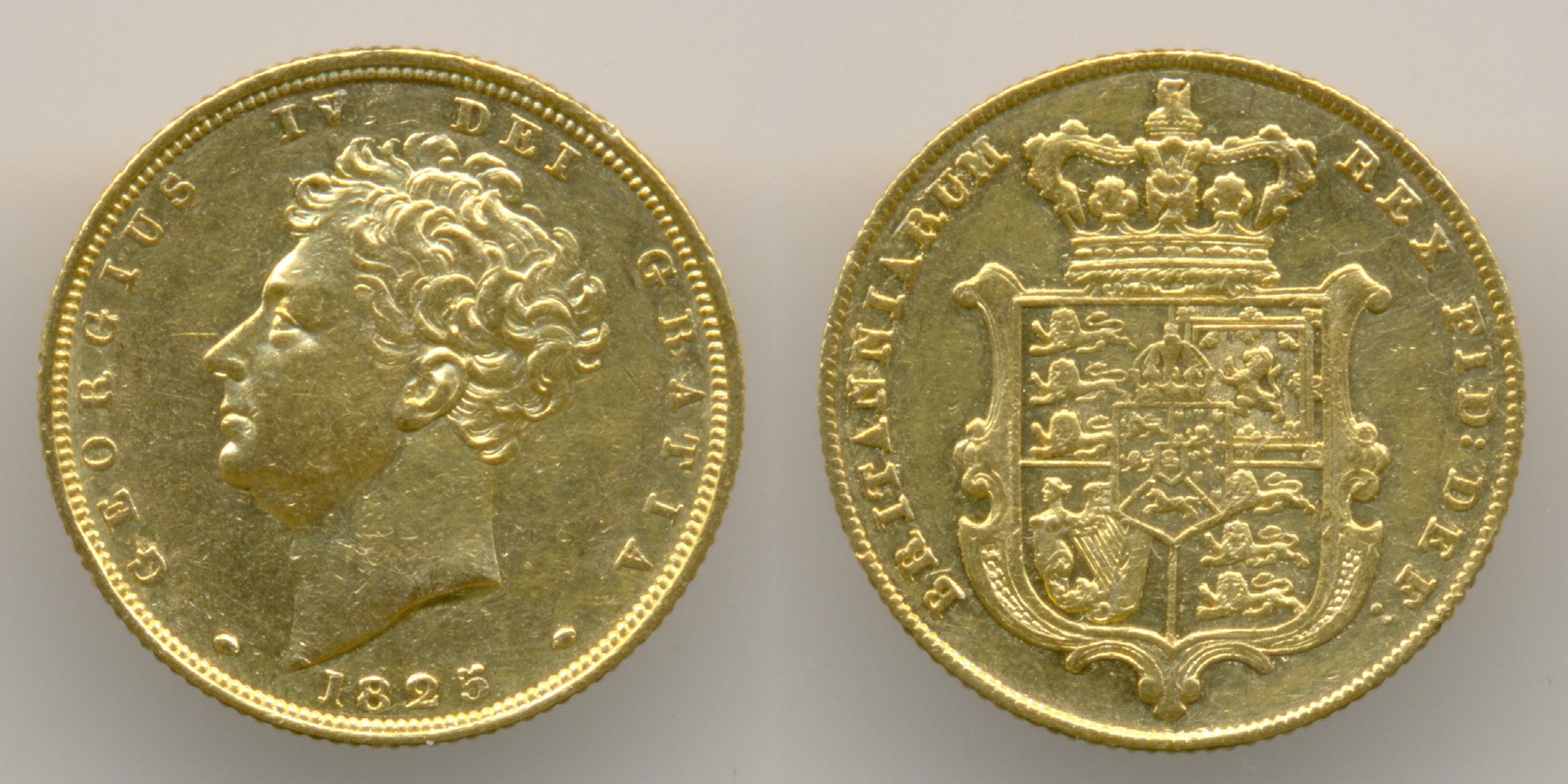 Нумизматика. Золотая монета. Англия, соверен 1825 года.