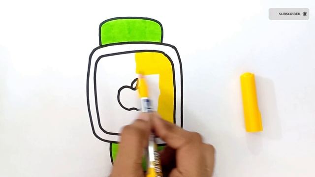 Apple watch drawing painting Coloring for kids toddlers | Draw apple watch #drawing