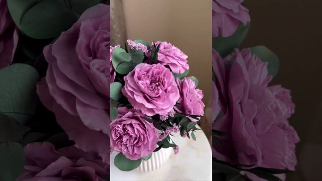 🌹🥀Неувядающие стабилизированные пионовидные розы.  Букет "Черничный десерт" #flowers