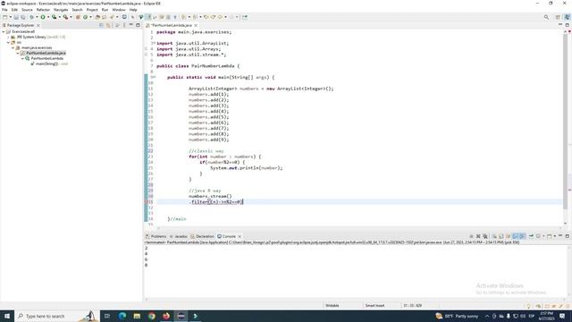 Exercise: Find Pair Numbers in a List with Java 8: Streams. Filter. Lambda expressions. (ENGLISH)