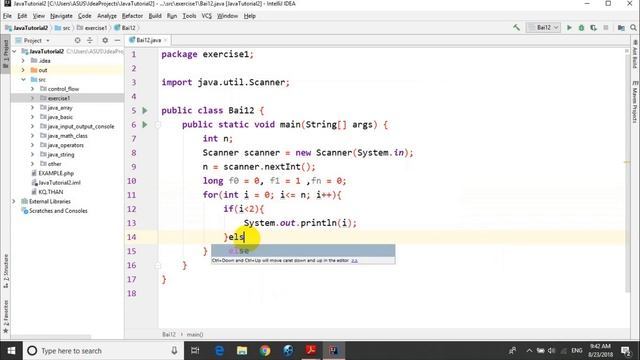 Bài tập Java - Bài 1.12: Tìm N số fibonacci đầu tiên