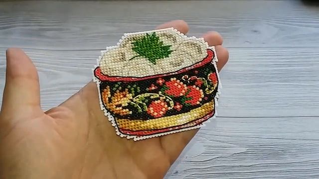 Овен. Магниты "Русская кухня". Первый ГОТОВ. Вышивка крестом./Готовая работа