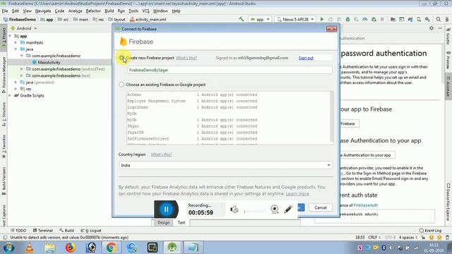 Firebase Tutorial 1.How to connect Android apk to Firebase database in hindi
