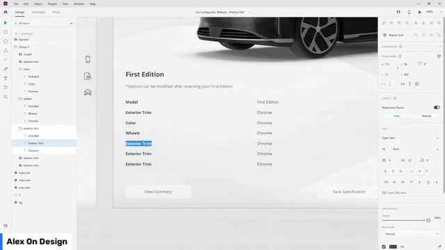 Car Configurator Website In Adobe Xd