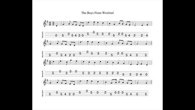 The Boys Of Wexford REVISITED - a march in G Major tabbed for mandolin and played by Aidan Crossey