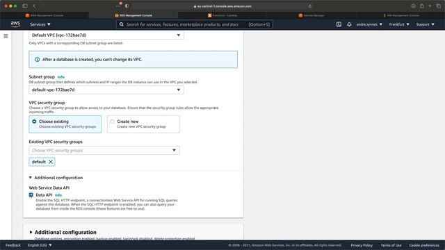 Serverless Aurora Database and AWS Lambda