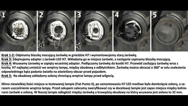 PRZYKŁADOWA INSTRUKCJA MONTAŻU ŻARÓWEK LED X3 COB CSP S9 C6 CREE