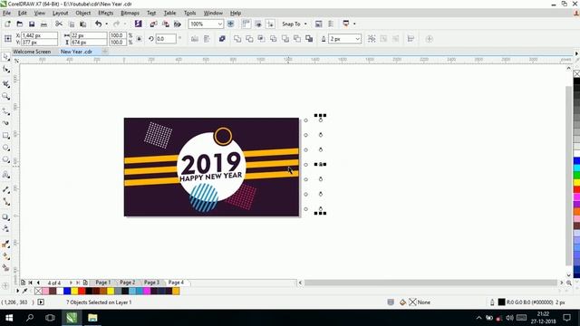 Vector Banner Design Tutorial || New Year 2019 Design