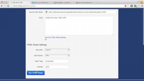 HTML Parser sample for JED latest version